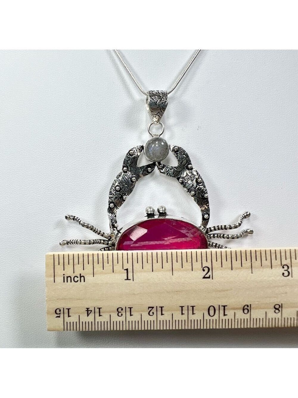 Pink 🔥 Fire Topaz 925 Large Crab Pendant & Bracelet - Picture 6 of 9